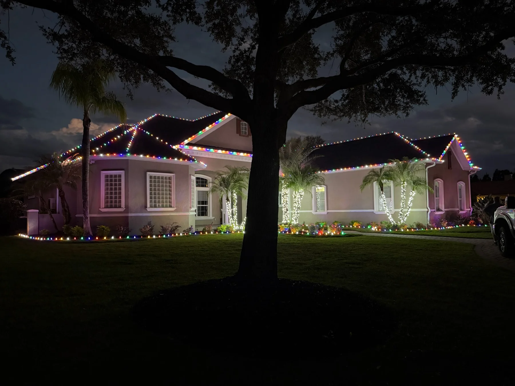 Decorated house with Christmas lights